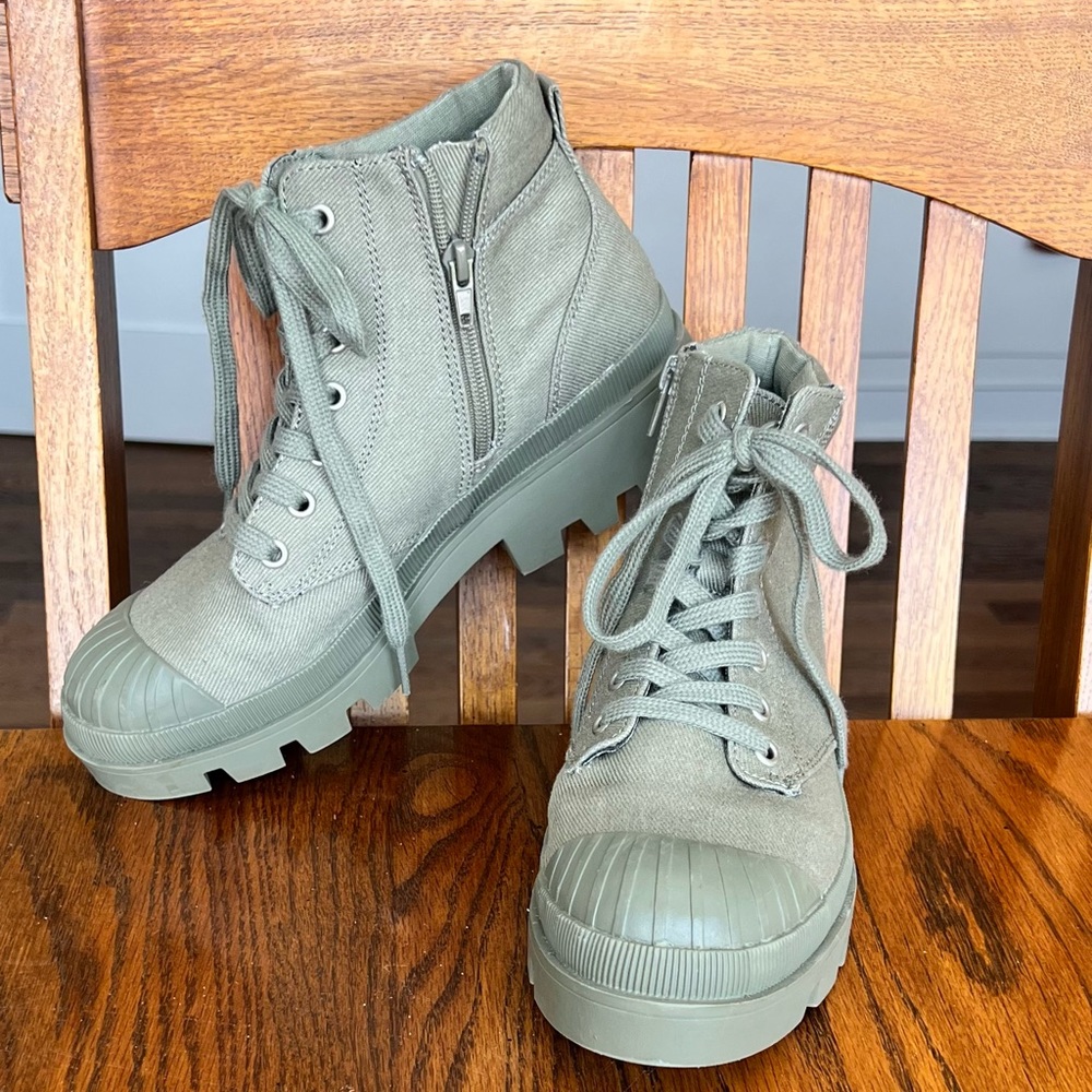 Women’s Falls Creek Addison, Olive, Combat Moto Boots, Sz 8